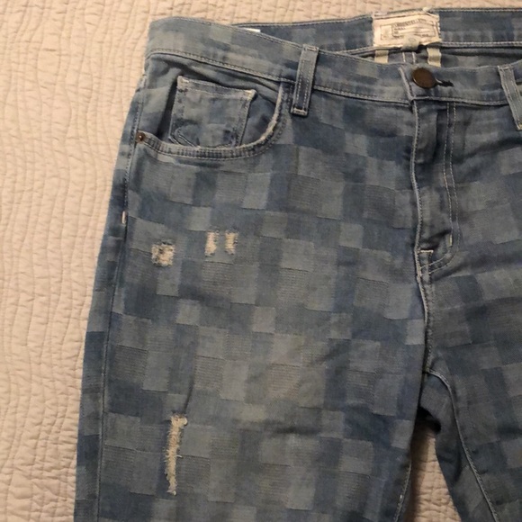 Current/Elliott The Fling slim boyfriend jeans in plaid check weave - Picture 6 of 11